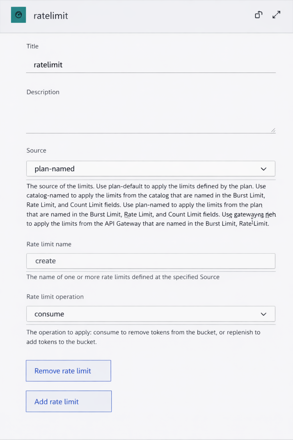 Ratelimit policy configured with plan-named source